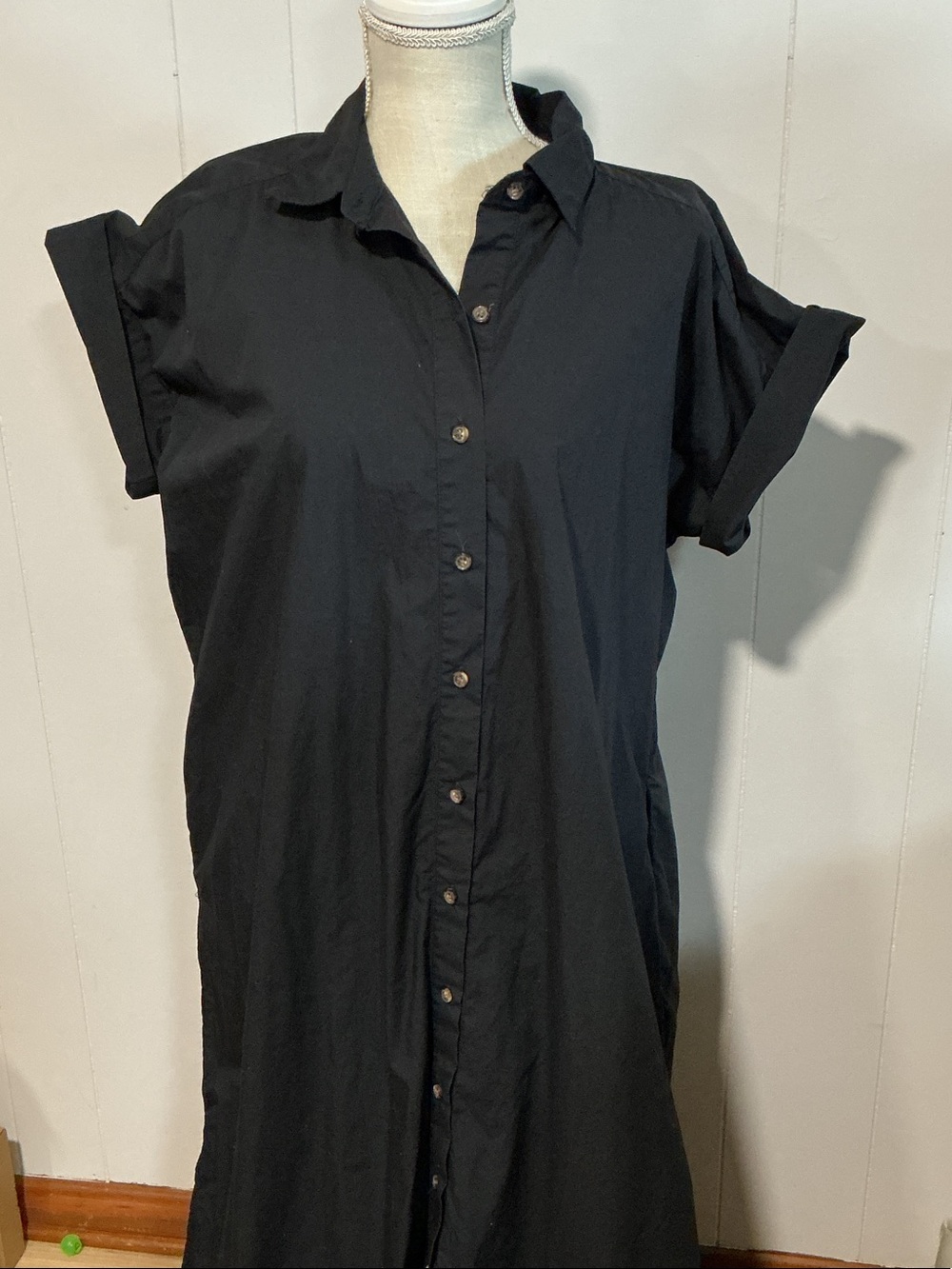 LOFT Black Maxi Shirt Dress